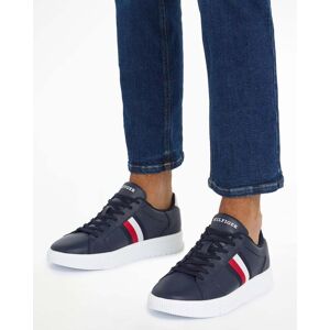 Tommy Hilfiger Essential Supercup Mens Striped Leather Trainers  - Desert Sky - UK10 EU44 US11 - male