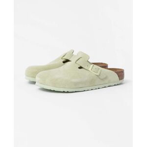 Birkenstock Boston Suede Leather Womens Clogs  - Faded Lime - UK5.5 EU39 Regular - female