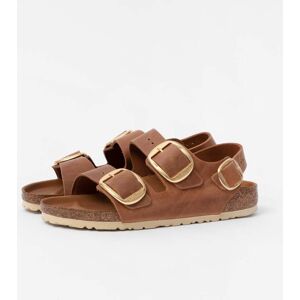 Birkenstock Milano Big Buckle Womens Oiled Leather Sandals  - Cognac - UK5 EU38 Narrow - female