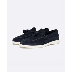 Boss Orange Sienne Men Suede Slip-On Loafers with Tassel Trim  - Dark Blue 401 - UK11 EU45 US12 - female