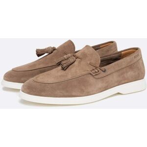 Boss Orange Sienne Men Suede Slip-On Loafers with Tassel Trim  - Medium Beige 260 - UK10 EU44 US11 - female