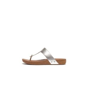 Fitflop IQushion Womens Metallic-Leather Toe-Post Sandals  - Silver 011 - UK5 EU38 US7 - female