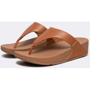 Fitflop Lulu Leather Toepost Womens Flip-Flop  - Light Tan 592 - UK6 EU39 US8 - female