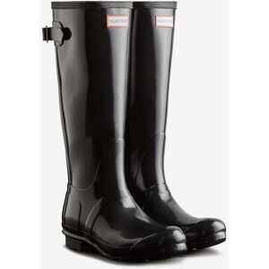 Hunter Original Tall Back Adjustable Gloss Womens Wellies  - Black - UK5 EU38 US7 - female