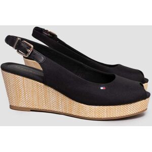 Tommy Hilfiger Iconic Elba Sling Back Wedge  - Black - UK4 EU37 US6.5 - female