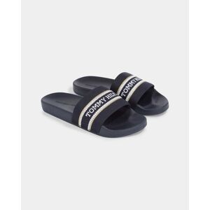 Tommy Hilfiger Poolslide Webbing Hilfiger Womens Sandals  - Space Blue - UK5 EU38 US7.5 - female