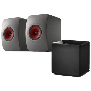 LS50 MK2 Wireless Speakers + KEF Kube 10b Subwoofer Titanium Grey