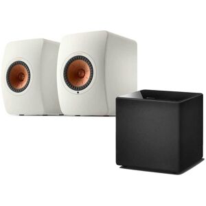 LS50 MK2 Wireless Speakers + KEF Kube 12b Subwoofer Mineral White