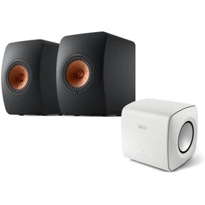 LS50 MK2 Wireless Speakers + KEF KC62 Subwoofer Carbon Black Mineral White