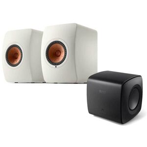 LS50 MK2 Wireless Speakers + KEF KC62 Subwoofer Mineral White Carbon Black