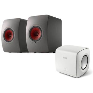 LS50 MK2 Wireless Speakers + KEF KC62 Subwoofer Titanium Grey Mineral White