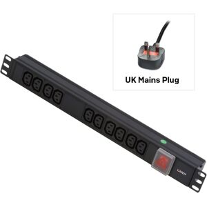 Lindy 1U 10 Way IEC Sockets, Horizontal PDU with UK Mains Plug Lindy 1U 10 Way IEC Sockets, Horizontal PDU with UK Mains Plug