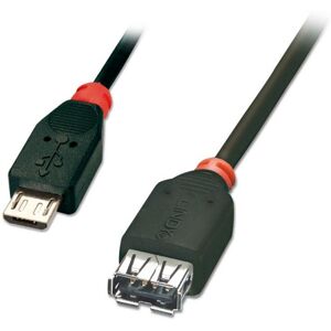 Lindy 0.5m USB OTG Cable - Black, Type Micro-B to Type A