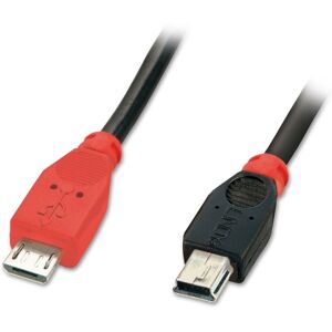 Lindy 1m USB OTG Cable - Black, Type Micro-B to Mini-B