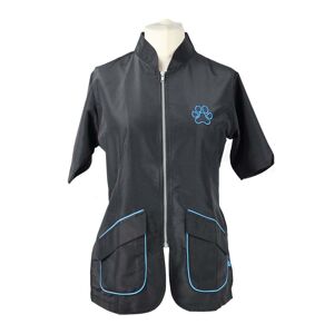 Groomers Mandarin Collar Tunic - Black with Blue Piping, X Large Size: