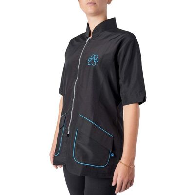 Groomers Mandarin Collar Tunic - Black with Blue Piping, XXX Large Siz Groomers Mandarin Collar Tunic - Black with Blue Piping, XXX Large Siz