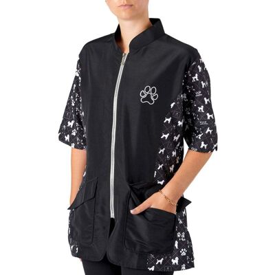 Groomers Penny Poodle Mandarin Collar Tunic Black/Bling - Medium Size: Groomers Penny Poodle Mandarin Collar Tunic Black/Bling - Medium Size: