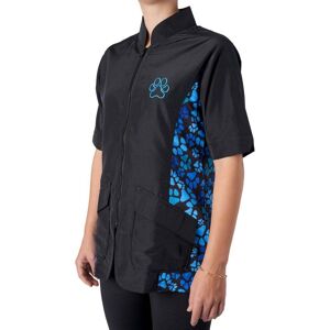Groomers Mandarin Collar Tunic Black/Blue Paw - Small Size: Small Groomers Mandarin Collar Tunic Black/Blue Paw - Small Size: Small