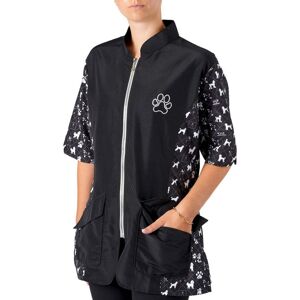 Groomers Penny Poodle Mandarin Collar Tunic Black/Bling - Large Size: Groomers Penny Poodle Mandarin Collar Tunic Black/Bling - Large Size: