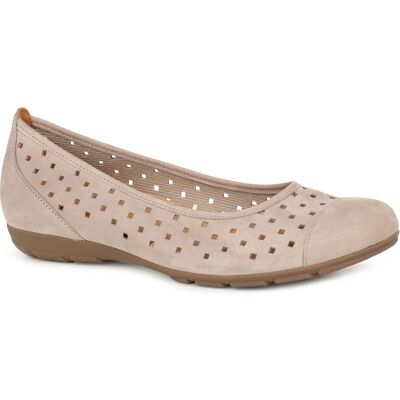 Gabor Ruffle Womens Punched Detail Casual Shoes Colour: Linen Nubuck, 6.5 - female Gabor Ruffle Womens Punched Detail Casual Shoes Colour: Linen Nubuck, 6.5 - female