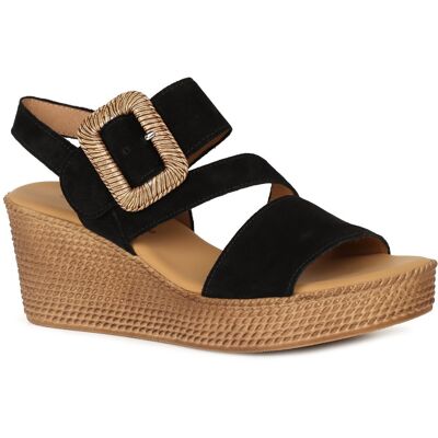 Gabor Embrace Womens Wedge Sandal Colour: Black Suede, Size: 4 4 - female Gabor Embrace Womens Wedge Sandal Colour: Black Suede, Size: 4 4 - female