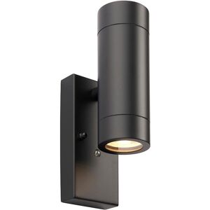 Saxby Lighting Palin Outdoor Up Down Wall Lamp Matt Black Paint & Clear Glass IP44