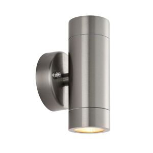 Saxby Lighting Palin Outdoor Up Down Wall Lamp 2 Light Brushed Stainless Steel IP65