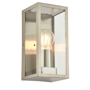 Saxby Lighting Oxford 1 Light Outdoor Wall Light Brushed Stainless Steel, Glass IP44, E27