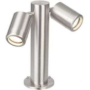 Saxby Lighting Atlantis 2 Light Outdoor Coastal Bollard Post Marine Grade Brushed Stainless Steel, Glass IP65, GU10