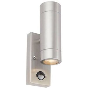 Saxby Lighting Atlantis 2 Light Outdoor PIR Up & Down Coastal Wall Light Marine Grade Brushed Stainless Steel