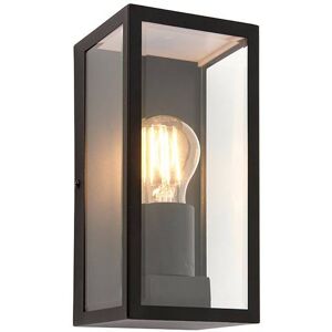 Saxby Lighting Breton 1 Light Outdoor Wall Lantern Matt Black, Glass IP44, E27