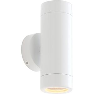 Saxby Lighting Odyssey Outdoor Wall IP65 7W Gloss White Paint & Clear Glass 2 Light Dimmable IP65 - GU10