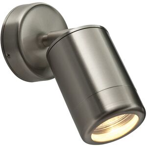 Saxby Lighting Odyssey Outdoor Spot Wall IP65 7W Brushed Stainless Steel & Clear Glass - GU10