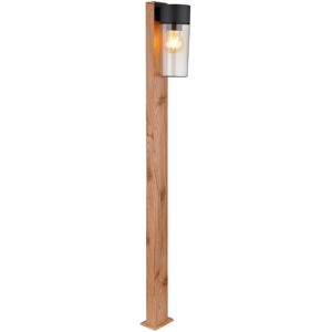 Globo Lighting Etsi Outdoor Bollard Wood Look Dark IP44 Smoke Glass Shade 1x E27 Globo Lighting Etsi Outdoor Bollard Wood Look Dark IP44 Smoke Glass Shade 1x E27