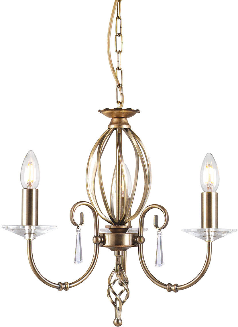 Elstead Lighting Aegean Chandelier 3 Light Aged Brass Finish, E14