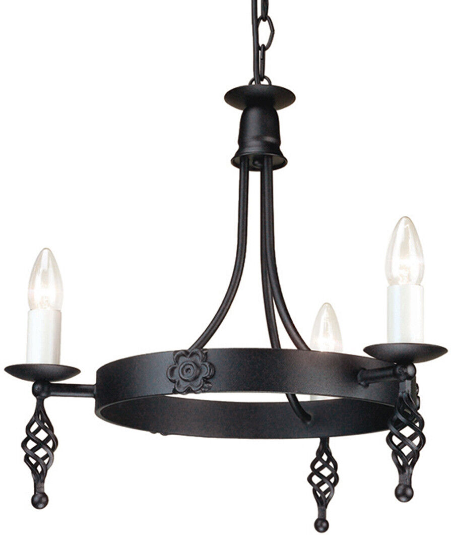 Elstead Lighting Belfry Chandelier 3 Light Black Finish, E14