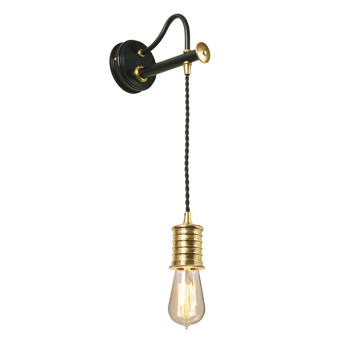 Elstead Lighting Douille 1 Light Indoor Wall Light Black, Polished Brass, E27