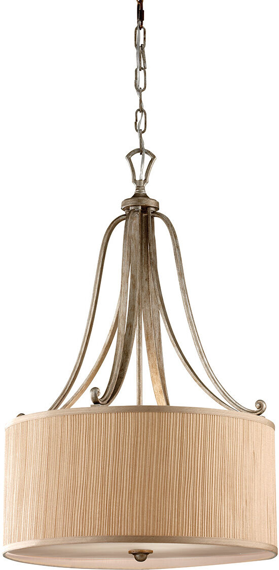 Elstead Lighting Abbey 3 Light Cylindrical Ceiling Pendant Silver Sand with Shade, E27