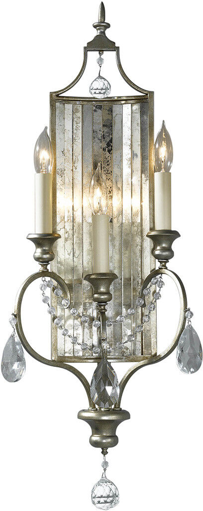 Elstead Lighting Gianna 3 Light Indoor Candle Wall Light Silver, E14