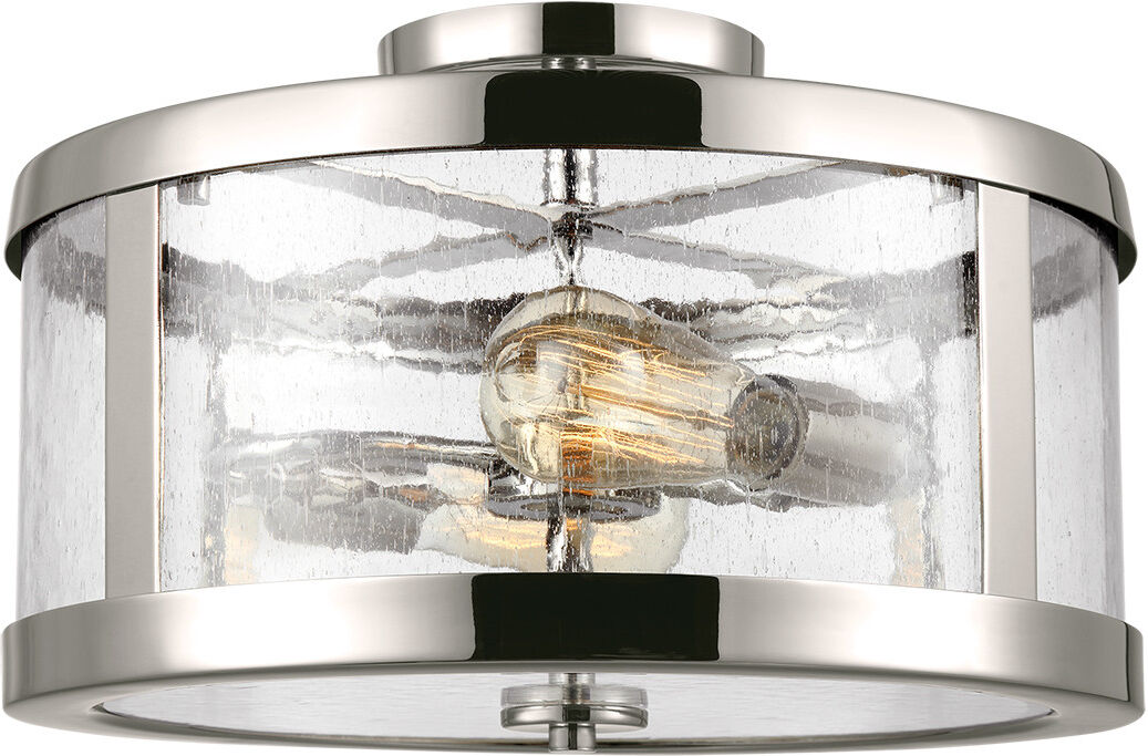 Elstead Lighting Harrow Cylindrical 2 Light Semi Flush Lamp, Polished Nickel