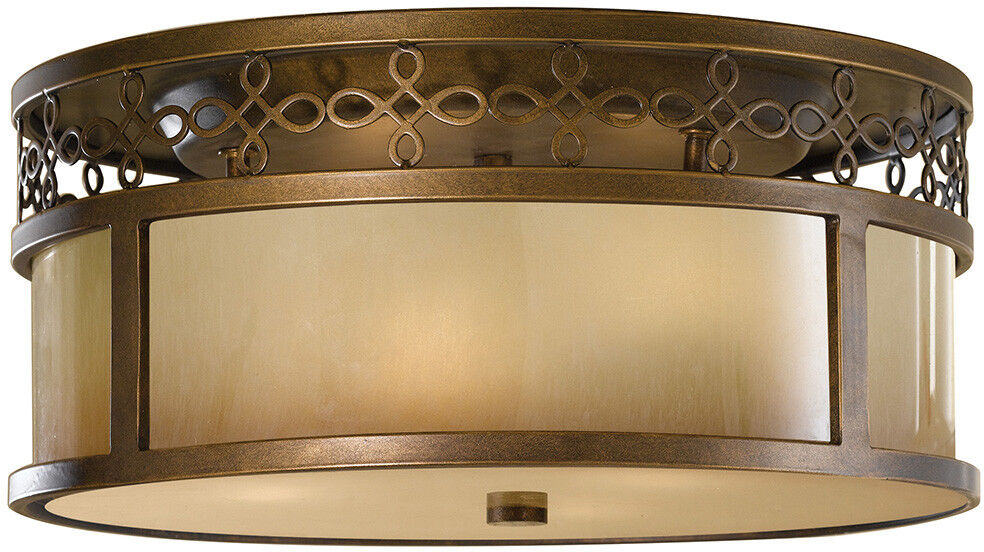 Elstead Lighting Justine 3 Light Flush Ceiling Light Bronze, E27