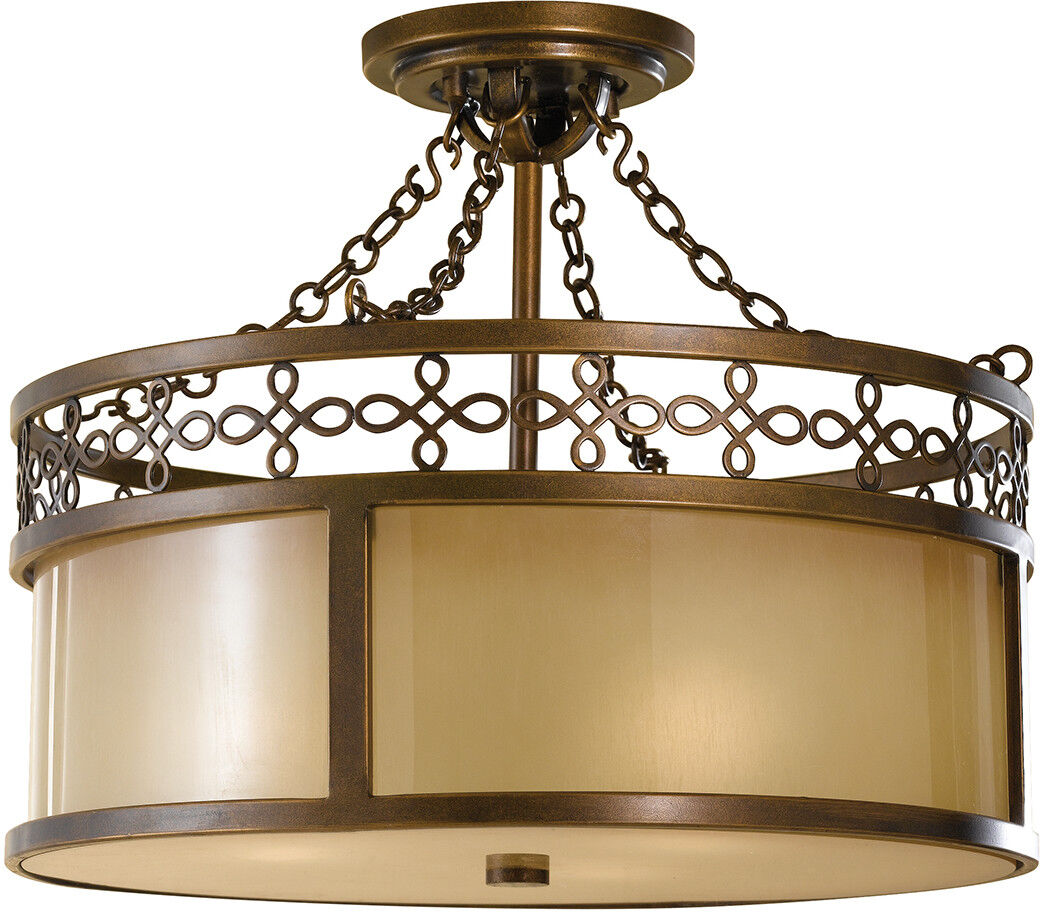 Elstead Lighting Justine 3 Light Semi Flush Ceiling Light Bronze, E27