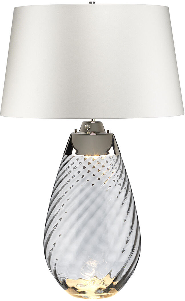 Elstead Lighting Lena 2 Light Large Smoke Table Lamp with Off-white Shade, Smoke-tinted Glass , Off-White Shade, E27