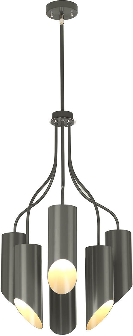 Elstead Lighting Quinto 6 Light Multi Arm Ceiling Pendant Dark Grey Polished Nickel, E27