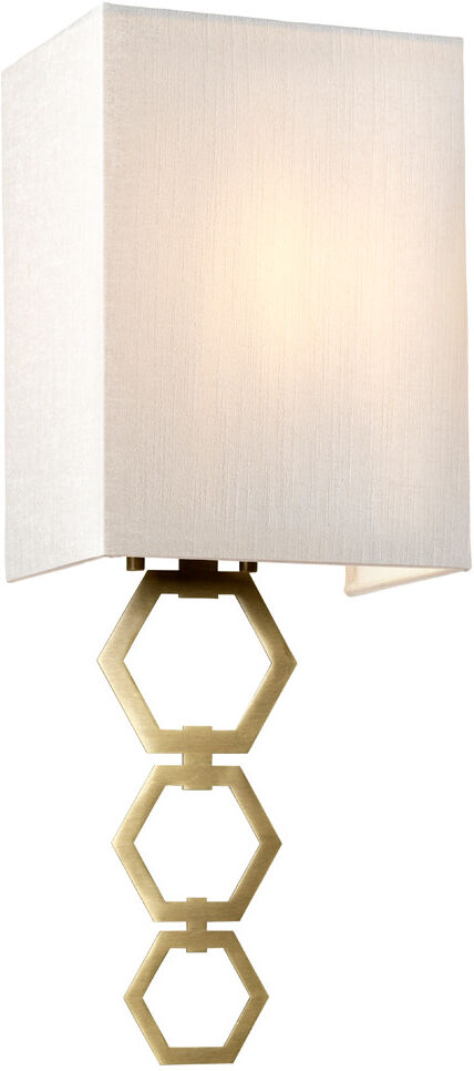 Elstead Lighting Ria Small 1 Light Wall Light, Aged Brass, Ivory Faux Silk Shade