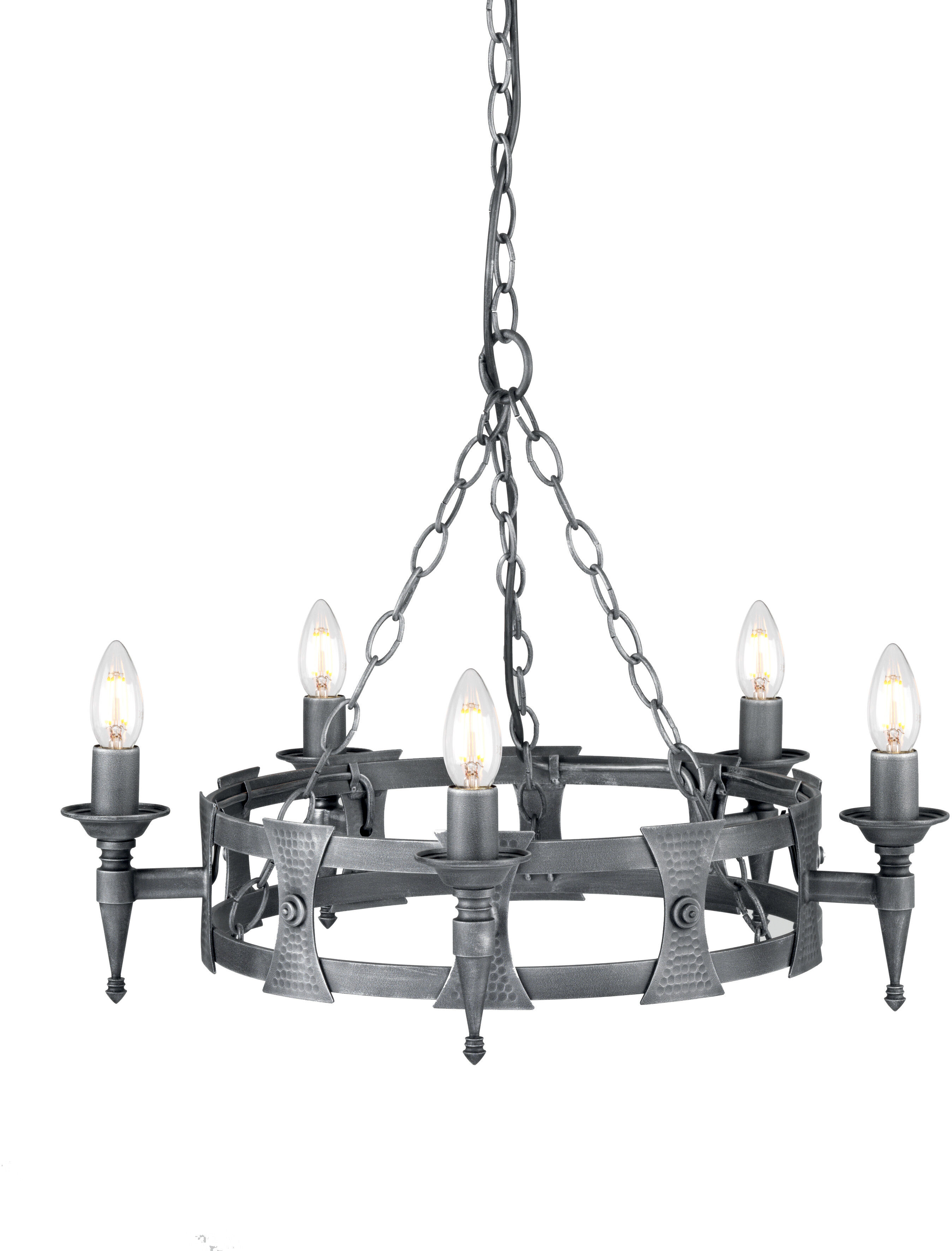 Elstead Lighting Saxon 5 Light Chandelier Black, Silver Finish, E14