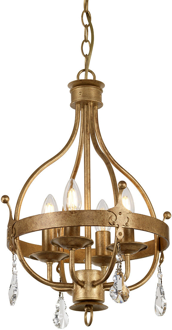 Elstead Lighting Windsor 4 Light Cage Pendant - Gold Patina, E14