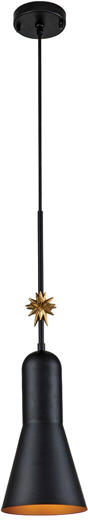 Elstead Lighting Etoile Dome Pendant Ceiling Light, Matte Black and Gold Leaf