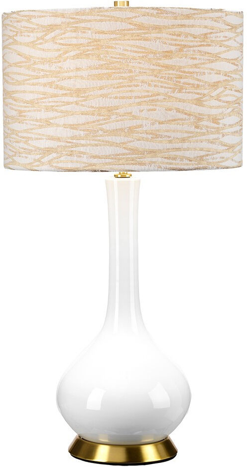 Elstead Lighting Milo Table Lamp with Round Shade, Aged Brass, White, Orange