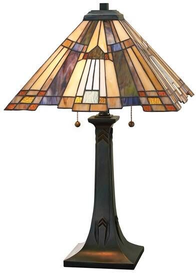 Elstead Lighting Inglenook 2 Light Tiffany Table Lamp Bronze, E27